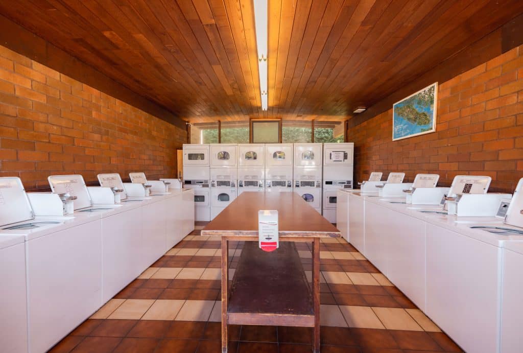 Laundry room with washers and dryers at Fort Victoria RV Campground