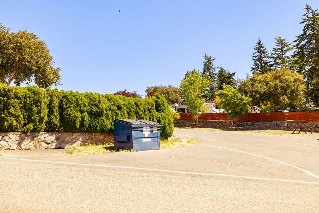 Recycling and waste disposal station at Fort Victoria RV Park.